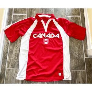 Canada Athletics Canadian Vintage Red Polo Jersey Men's LARGE